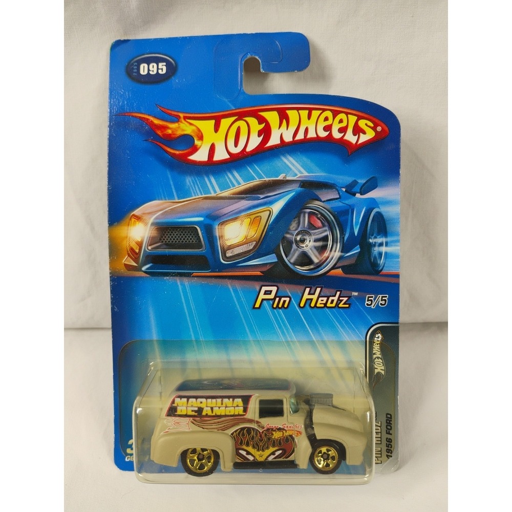 2005 Hot Wheels #95 Pin Hedz 5/5 1956 FORD‎ Primer Gray w/Gold 5 Spoke Wheels